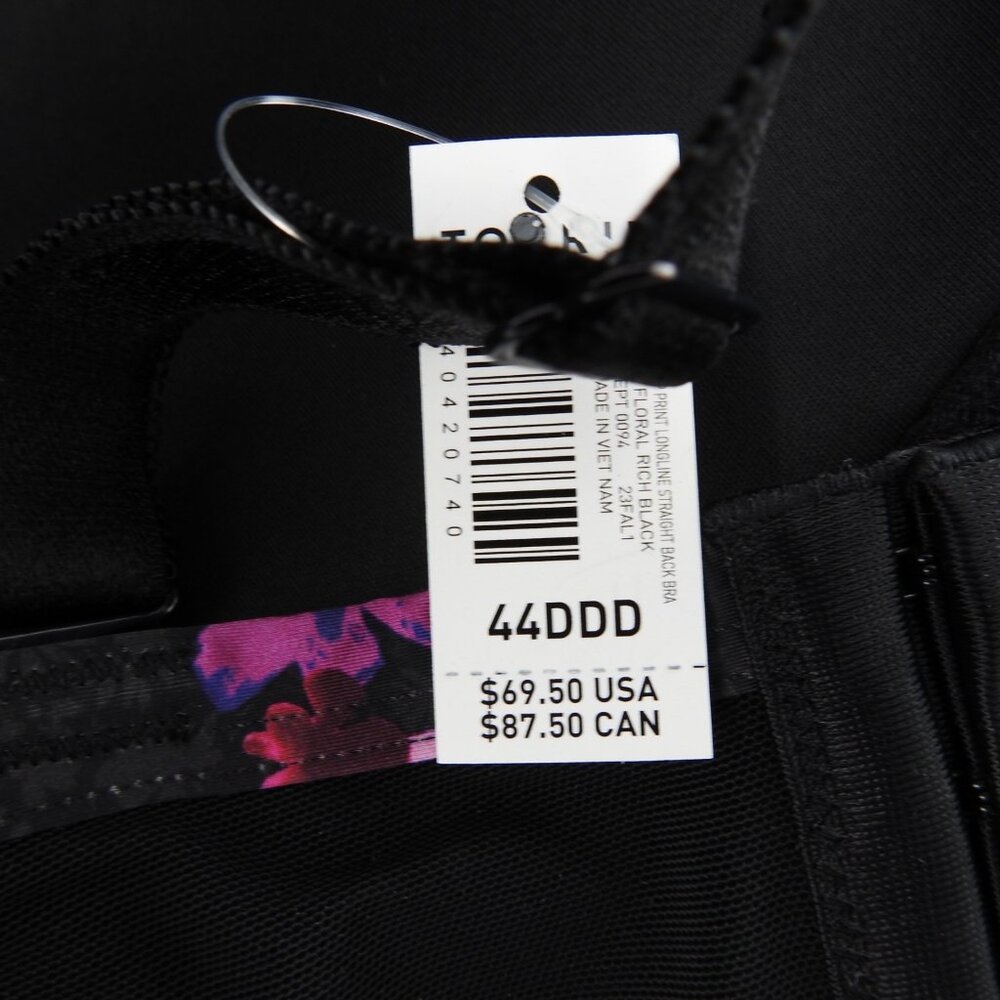 New Torrid XO Plunge Push Up Bra Moody Floral Rich Black Sz 44DDD Sexy Corset - Picture 6 of 7